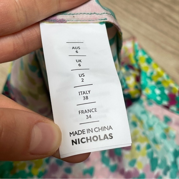 Nicholas NWT 100% Silk Satin Simie Gathered Confetti Multicolor Mini Dress 2, XS - Picture 5 of 15